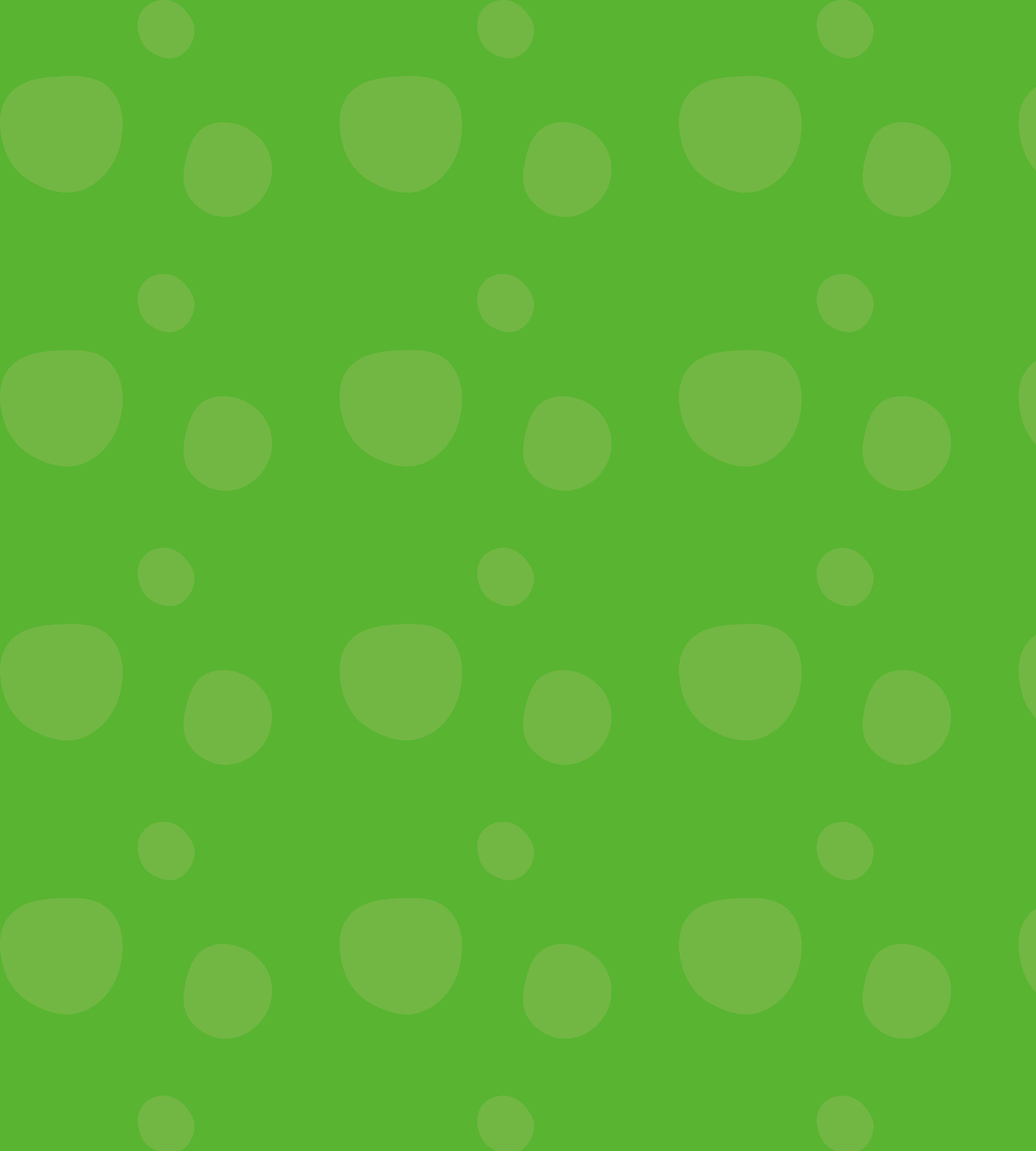 Seamless pattern of light green, organic circles of varying sizes on a solid medium green background.